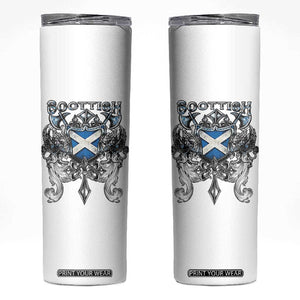 Scottish Heritage Crest Gothic Skinny Tumbler Medieval Flag and Sword Celtic Pride TS02 White Print Your Wear