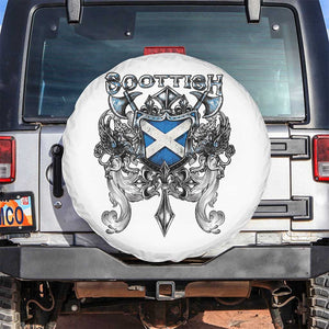 Scottish Heritage Crest Gothic Spare Tire Cover Medieval Flag and Sword Celtic Pride TS02 No hole White Print Your Wear