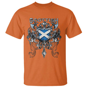 Scottish Heritage Crest Gothic T Shirt Medieval Flag and Sword Celtic Pride TS02 Orange Print Your Wear