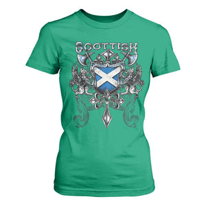 Scottish Heritage Crest Gothic T Shirt For Women Medieval Flag and Sword Celtic Pride TS02 Irish Green Print Your Wear
