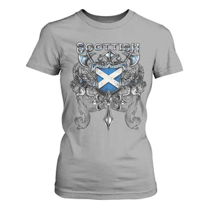 Scottish Heritage Crest Gothic T Shirt For Women Medieval Flag and Sword Celtic Pride TS02 Sport Gray Print Your Wear