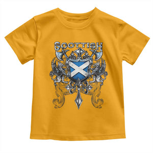 Scottish Heritage Crest Gothic Toddler T Shirt Medieval Flag and Sword Celtic Pride TS02 Gold Print Your Wear