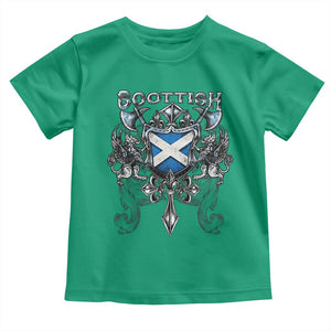 Scottish Heritage Crest Gothic Toddler T Shirt Medieval Flag and Sword Celtic Pride TS02 Irish Green Print Your Wear