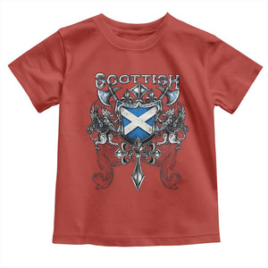 Scottish Heritage Crest Gothic Toddler T Shirt Medieval Flag and Sword Celtic Pride TS02 Red Print Your Wear