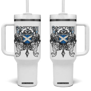 Scottish Heritage Crest Gothic Tumbler With Handle Medieval Flag and Sword Celtic Pride TS02 One Size: 40 oz White Print Your Wear