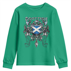 Scottish Heritage Crest Gothic Youth Sweatshirt Medieval Flag and Sword Celtic Pride TS02 Irish Green Print Your Wear