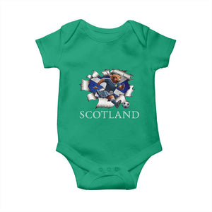 Funny Highland Cow in Kilt Footballer Baby Onesie We'll Be Coming Scottish Pride Football Fans TS02 Irish Green Print Your Wear