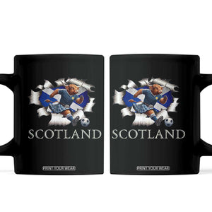 Funny Highland Cow in Kilt Footballer Coffee Mug We'll Be Coming Scottish Pride Football Fans TS02 Black Print Your Wear