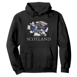 Funny Highland Cow in Kilt Footballer Hoodie We'll Be Coming Scottish Pride Football Fans TS02 Black Print Your Wear