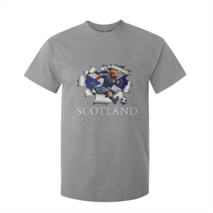 Funny Highland Cow in Kilt Footballer T Shirt For Kid We'll Be Coming Scottish Pride Football Fans TS02 Sport Gray Print Your Wear