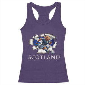 Funny Highland Cow in Kilt Footballer Racerback Tank Top We'll Be Coming Scottish Pride Football Fans TS02 Purple Print Your Wear