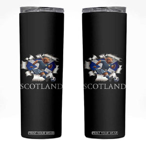 Funny Highland Cow in Kilt Footballer Skinny Tumbler We'll Be Coming Scottish Pride Football Fans TS02 Black Print Your Wear