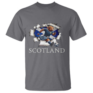 Funny Highland Cow in Kilt Footballer T Shirt We'll Be Coming Scottish Pride Football Fans TS02 Charcoal Print Your Wear