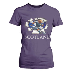 Funny Highland Cow in Kilt Footballer T Shirt For Women We'll Be Coming Scottish Pride Football Fans TS02 Purple Print Your Wear