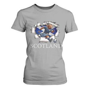Funny Highland Cow in Kilt Footballer T Shirt For Women We'll Be Coming Scottish Pride Football Fans TS02 Sport Gray Print Your Wear