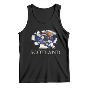 Funny Highland Cow in Kilt Footballer Tank Top We'll Be Coming Scottish Pride Football Fans TS02 Black Print Your Wear