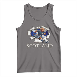 Funny Highland Cow in Kilt Footballer Tank Top We'll Be Coming Scottish Pride Football Fans TS02 Deep Heather Print Your Wear