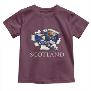 Funny Highland Cow in Kilt Footballer Toddler T Shirt We'll Be Coming Scottish Pride Football Fans TS02 Maroon Print Your Wear