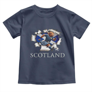 Funny Highland Cow in Kilt Footballer Toddler T Shirt We'll Be Coming Scottish Pride Football Fans TS02 Navy Print Your Wear