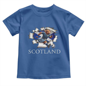 Funny Highland Cow in Kilt Footballer Toddler T Shirt We'll Be Coming Scottish Pride Football Fans TS02 Royal Blue Print Your Wear