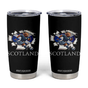 Funny Highland Cow in Kilt Footballer Tumbler Cup We'll Be Coming Scottish Pride Football Fans TS02 Black Print Your Wear