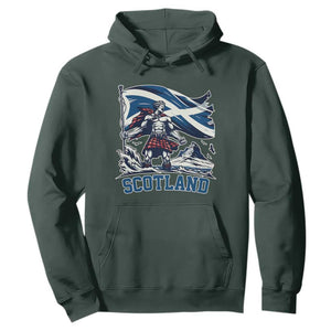 Scottish Warrior Hoodie Brave Highland Hero Scotland Flag TS02 Dark Forest Green Print Your Wear