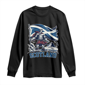 Scottish Warrior Long Sleeve Shirt Brave Highland Hero Scotland Flag TS02 Black Print Your Wear