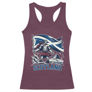 Scottish Warrior Racerback Tank Top Brave Highland Hero Scotland Flag TS02 Maroon Print Your Wear