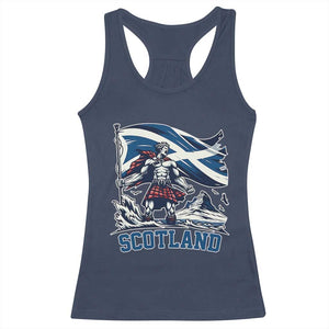 Scottish Warrior Racerback Tank Top Brave Highland Hero Scotland Flag TS02 Navy Print Your Wear