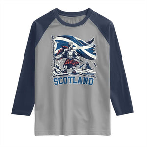 Scottish Warrior Raglan Shirt Brave Highland Hero Scotland Flag TS02 Sport Gray Navy Print Your Wear
