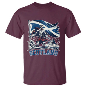 Scottish Warrior T Shirt Brave Highland Hero Scotland Flag TS02 Maroon Print Your Wear