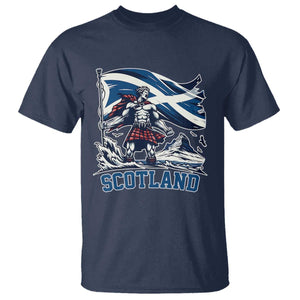 Scottish Warrior T Shirt Brave Highland Hero Scotland Flag TS02 Navy Print Your Wear