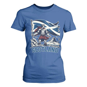 Scottish Warrior T Shirt For Women Brave Highland Hero Scotland Flag TS02 Royal Blue Print Your Wear