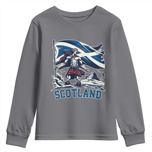 Scottish Warrior Youth Sweatshirt Brave Highland Hero Scotland Flag TS02 Charcoal Print Your Wear