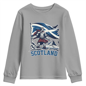 Scottish Warrior Youth Sweatshirt Brave Highland Hero Scotland Flag TS02 Sport Gray Print Your Wear