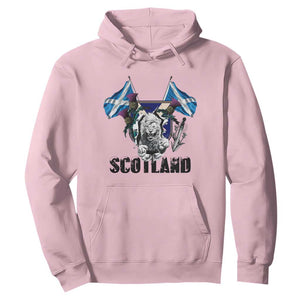Roaring Scottish Lion Crest Hoodie Thistle Scotland Flag Emblem for Brave Highlanders TS02 Light Pink Print Your Wear
