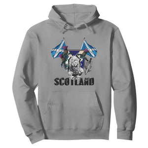 Roaring Scottish Lion Crest Hoodie Thistle Scotland Flag Emblem for Brave Highlanders TS02 Sport Gray Print Your Wear