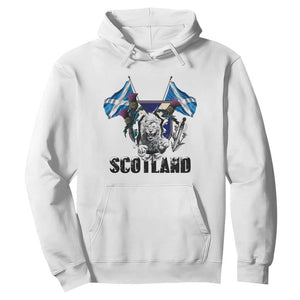 Roaring Scottish Lion Crest Hoodie Thistle Scotland Flag Emblem for Brave Highlanders TS02 White Print Your Wear