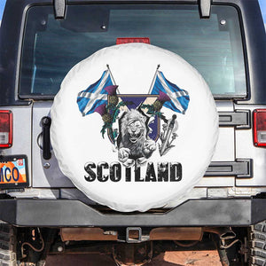 Roaring Scottish Lion Crest Spare Tire Cover Thistle Scotland Flag Emblem for Brave Highlanders TS02 No hole White Print Your Wear