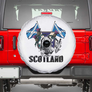 Roaring Scottish Lion Crest Spare Tire Cover Thistle Scotland Flag Emblem for Brave Highlanders TS02 White Print Your Wear