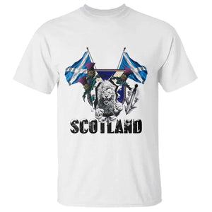 Roaring Scottish Lion Crest T Shirt Thistle Scotland Flag Emblem for Brave Highlanders TS02 White Print Your Wear