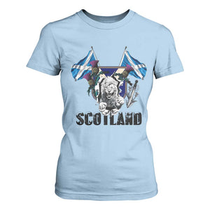Roaring Scottish Lion Crest T Shirt For Women Thistle Scotland Flag Emblem for Brave Highlanders TS02 Light Blue Print Your Wear
