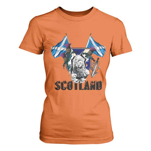 Roaring Scottish Lion Crest T Shirt For Women Thistle Scotland Flag Emblem for Brave Highlanders TS02 Orange Print Your Wear