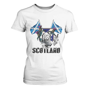 Roaring Scottish Lion Crest T Shirt For Women Thistle Scotland Flag Emblem for Brave Highlanders TS02 White Print Your Wear