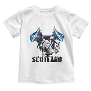 Roaring Scottish Lion Crest Toddler T Shirt Thistle Scotland Flag Emblem for Brave Highlanders TS02 White Print Your Wear