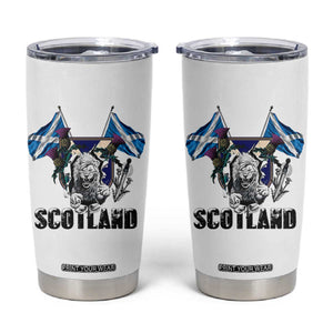 Roaring Scottish Lion Crest Tumbler Cup Thistle Scotland Flag Emblem for Brave Highlanders TS02 White Print Your Wear