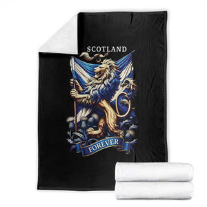 Scotland Forever Majestic Lion Rampant Holding Saltire Flag With Thistles Graphic Throw Blanket