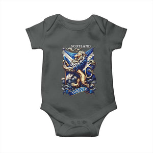 Scotland Forever Majestic Lion Rampant Holding Saltire Flag With Thistles Graphic Baby Onesie