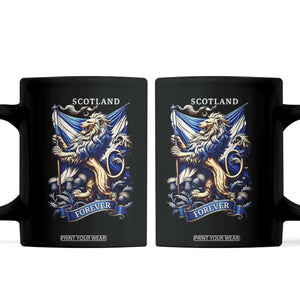 Scotland Forever Majestic Lion Rampant Holding Saltire Flag With Thistles Graphic Coffee Mug