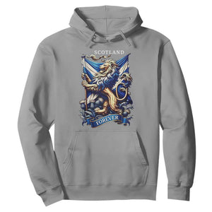Scotland Forever Majestic Lion Rampant Holding Saltire Flag With Thistles Graphic Hoodie